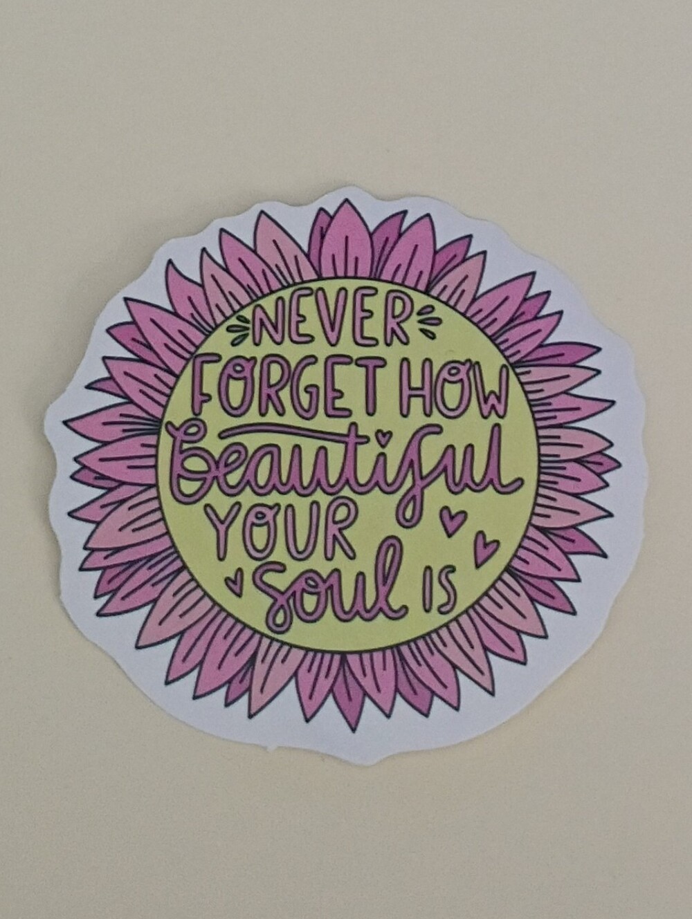 10/$10 Sticker Decals - Never Forget How Beautiful Your Soul Is - Pink Flower